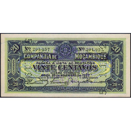 Mozambique (Companhía de) - Pick R 29 - 20 centavos - 25/11/1932 - Etat : NEUF