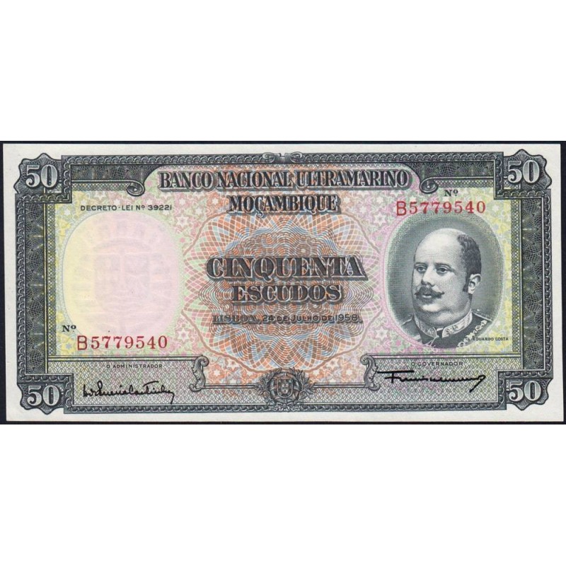 Mozambique - Banco N. Ultram. - Pick 106a - 50 escudos - Série B - 24/07/1958 - Etat : pr.NEUF