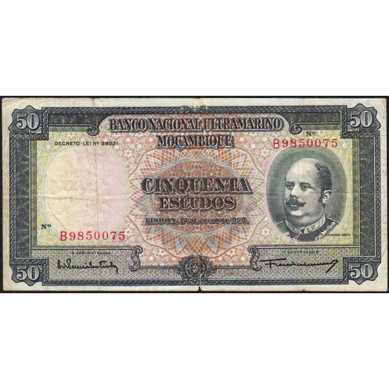 Mozambique - Banco N. Ultram. - Pick 106a - 50 escudos - Série B - 24/07/1958 - Etat : TB+