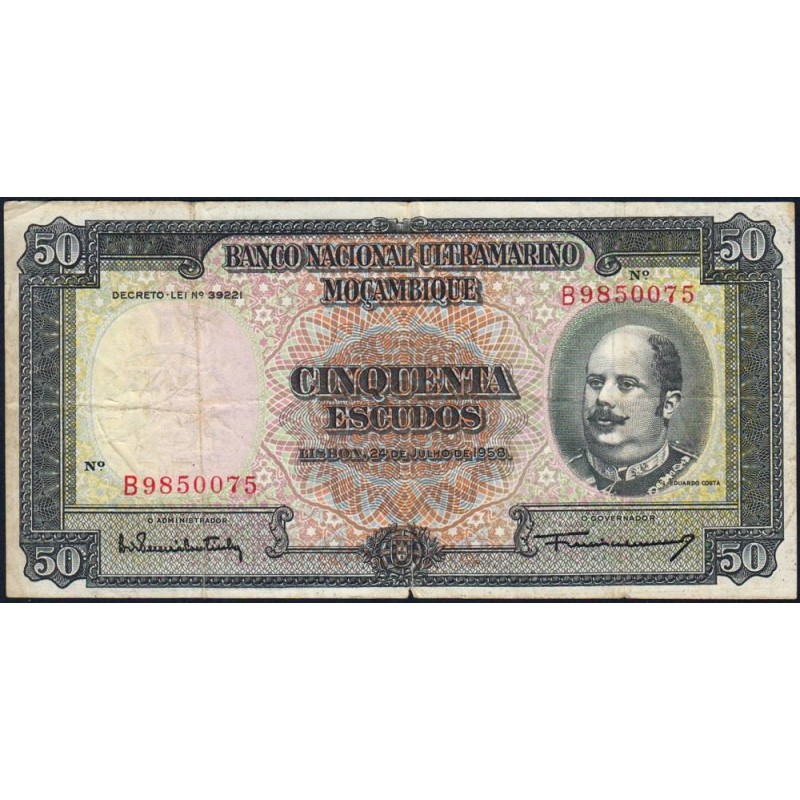 Mozambique - Banco N. Ultramarino - Pick 106a - 50 escudos - Série B - 24/07/1958 - Etat : TB+