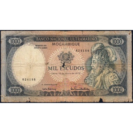 Mozambique - Banco N. Ultramarino - Pick 112a_1 - 1'000 escudos - 16/05/1972 - Etat : AB