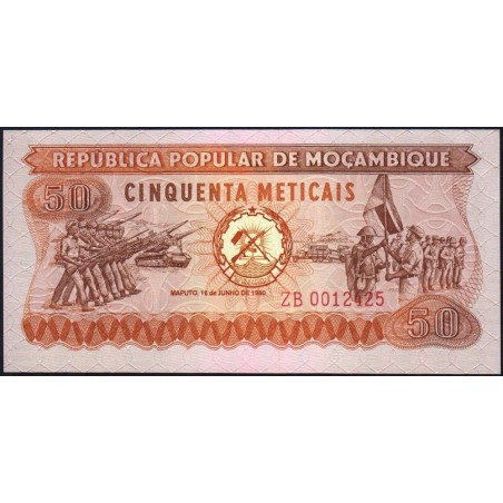 Mozambique - Pick 125r (remplacement) - 50 meticais - Série ZB - 16/06/1980 - Etat : NEUF