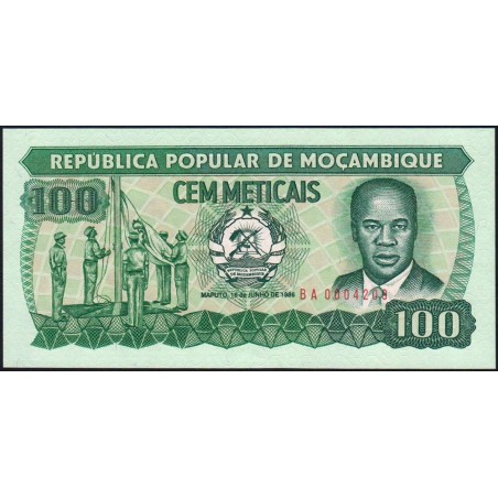 Mozambique - Pick 130b - 100 meticais - Série BA - 16/06/1986 - Etat : NEUF