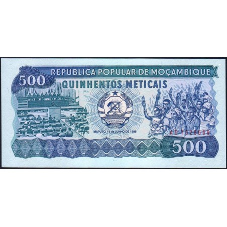 Mozambique - Pick 131b - 500 meticais - Série AC - 16/06/1986 - Etat : NEUF