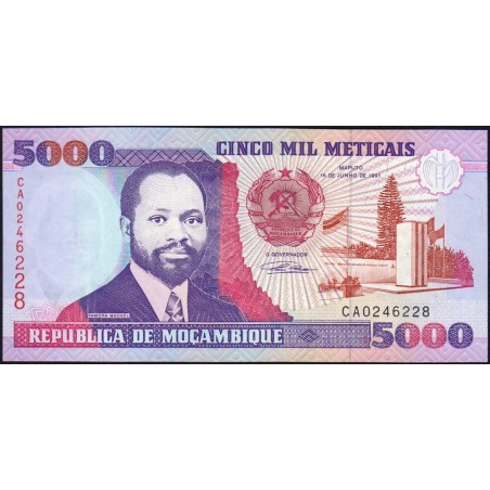 Mozambique - Pick 136 - 5'000 meticais - Série CA - 16/06/1991 - Etat : NEUF