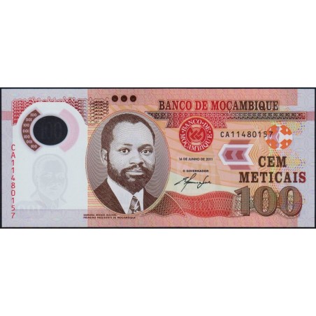 Mozambique - Pick 151a - 100 meticais - Série CA - 16/06/2011 - Polymère - Etat : NEUF