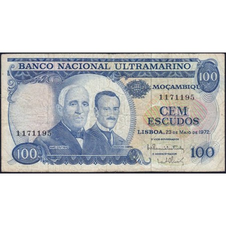 Mozambique - Banco N. Ultramarino - Pick 113 - 100 escudos - 23/05/1972 - Etat : TB