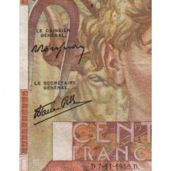 F 28-01 - 07/11/1945 - 100 francs - Jeune Paysan - Série N.4 - Etat : TB+