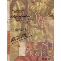 F 28-13 - 09/01/1947 - 100 francs - Jeune Paysan - Série K.176 - Etat : B
