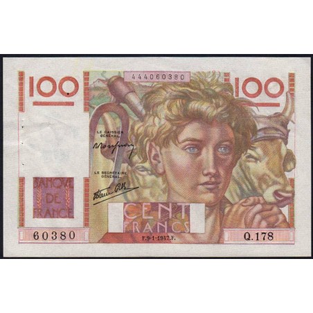 F 28-13 - 09/01/1947 - 100 francs - Jeune Paysan - Série Q.178 - Etat : SPL-