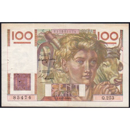 F 28-19 - 15/07/1948 - 100 francs - Jeune Paysan - Série Q.253 - Etat : TTB+