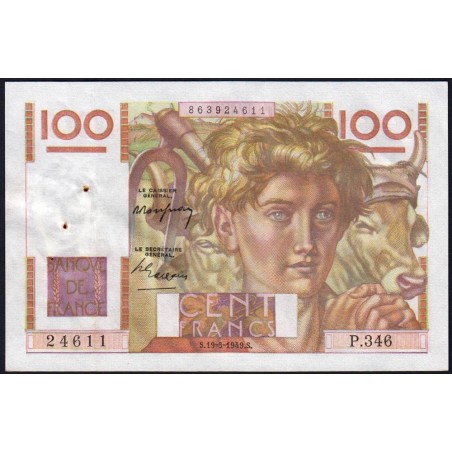 F 28-24 - 19/05/1949 - 100 francs - Jeune Paysan - Série P.346 - Etat : SUP+