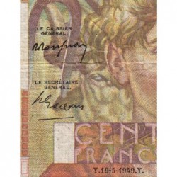 F 28-24 - 19/05/1949 - 100 francs - Jeune Paysan - Série J.351 - Etat : TB