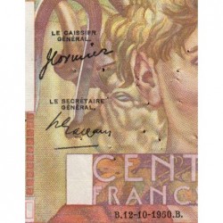 F 28-27 - 12/10/1950 - 100 francs - Jeune Paysan - Série D.366 - Etat : SUP