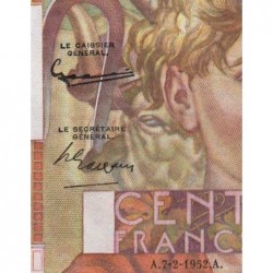 F 28-31 - 07/02/1952 - 100 francs - Jeune Paysan - Série Z.419 - Etat : TTB+