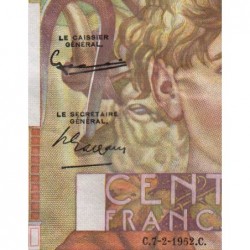 F 28-31 - 07/02/1952 - 100 francs - Jeune Paysan - Série Y.421 - Etat : SUP-