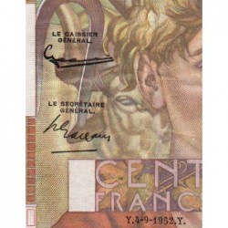 F 28-33 - 04/09/1952 - 100 francs - Jeune Paysan - Série Z.483 - Etat : TTB