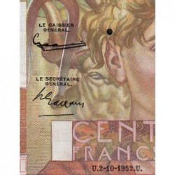 F 28-34 - 02/10/1952 - 100 francs - Jeune Paysan - Série B.504 - Etat : SUP-
