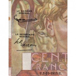 F 28-34 - 02/10/1952 - 100 francs - Jeune Paysan - Série B.504 - Etat : SUP-