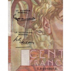 F 28-34 - 02/10/1952 - 100 francs - Jeune Paysan - Série B.504 - Etat : TTB+