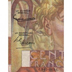 F 28-40 - 03/12/1953 - 100 francs - Jeune Paysan - Série B.571 - Etat : TB+