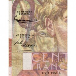 F 28-41 - 07/01/1954 - 100 francs - Jeune Paysan - Série S.581 - Etat : TTB