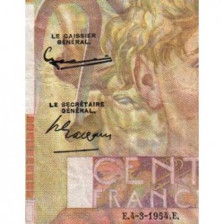 F 28-42 - 04/03/1954 - 100 francs - Jeune Paysan - Série Q.590 - Etat : TB