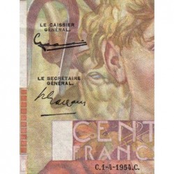 F 28-43 - 01/04/1954 - 100 francs - Jeune Paysan - Série V.594 - Etat : TB