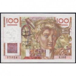 F 28bis-02 - 06/08/1953 - 100 francs - Jeune Paysan - Série E.552 - Filigrane inversé - Etat : SPL