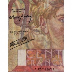 F 28ter-01 - 17/07/1947 - 100 francs - Jeune Paysan - Série L.203 - Erreur signature - Etat : TTB