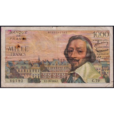 F 42-08 - 07/10/1954 - 1000 francs - Richelieu - Série C.79 - Etat : TB-