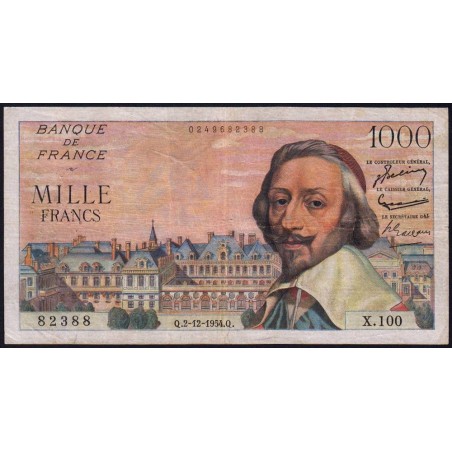 F 42-09 - 02/12/1954 - 1000 francs - Richelieu - Série X.100 - Etat : TB+