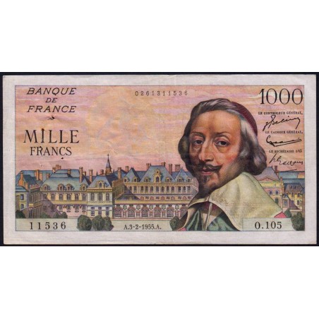 F 42-10 - 03/02/1955 - 1000 francs - Richelieu - Série O.105 - Etat : TTB