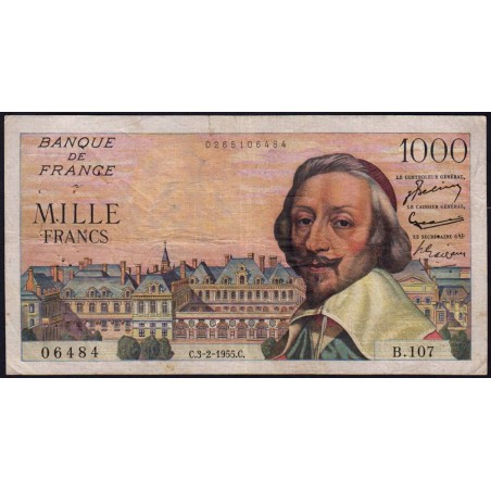 F 42-10 - 03/02/1955 - 1000 francs - Richelieu - Série B.107 - Etat : TTB-