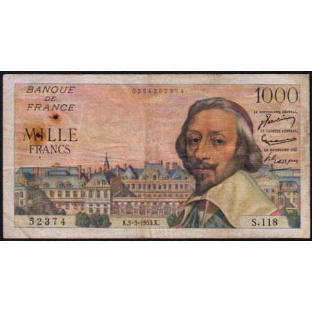 F 42-11 - 03/03/1955 - 1000 francs - Richelieu - Série S.118 - Etat : TB