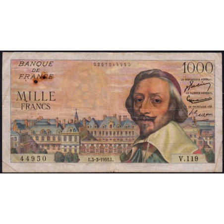 F 42-11 - 03/03/1955 - 1000 francs - Richelieu - Série V.119 - Etat : TB