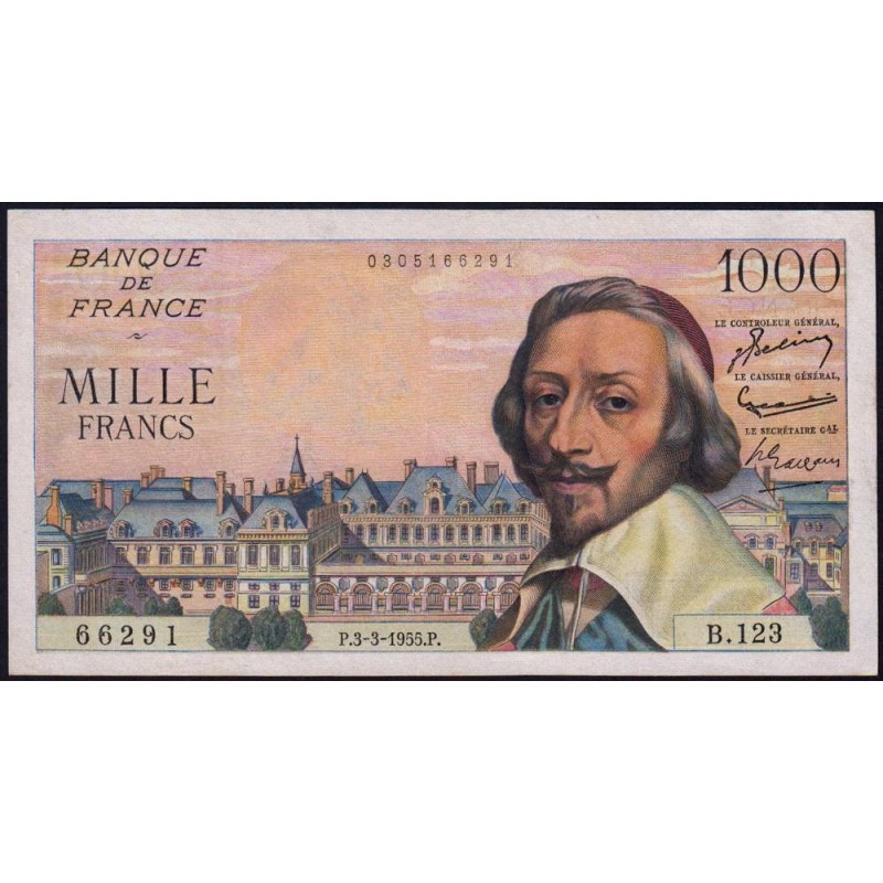 F 42-11 - 03/03/1955 - 1000 francs - Richelieu - Série B.123 - Etat : SUP-