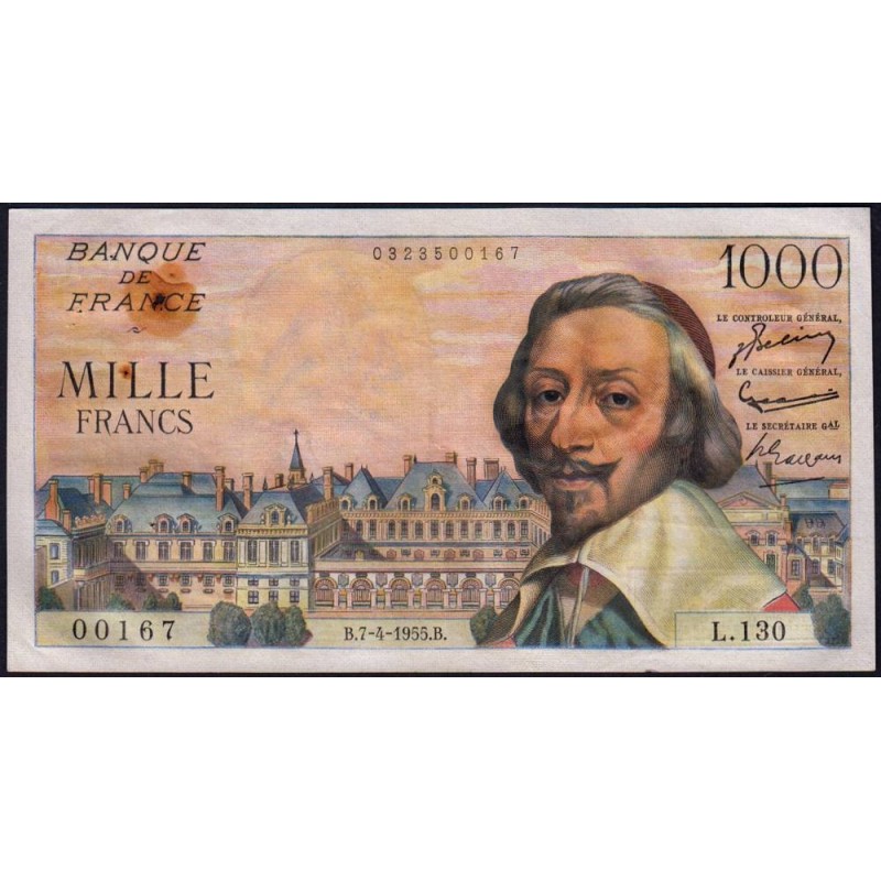 F 42-12 - 07/04/1955 - 1000 francs - Richelieu - Série L.130 - Etat : TB+