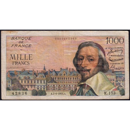 F 42-14 - 02/06/1955 - 1000 francs - Richelieu - Série K.153 - Etat : TB+