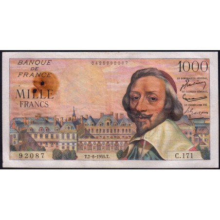 F 42-14 - 02/06/1955 - 1000 francs - Richelieu - Série C.171 - Etat : TB