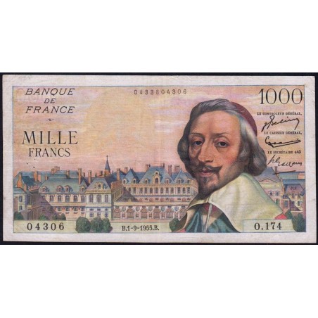 F 42-15 - 01/09/1955 - 1000 francs - Richelieu - Série O.174 - Etat : TTB-