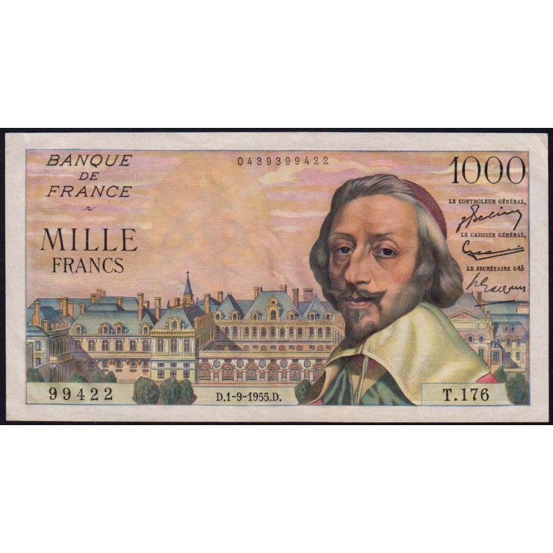 F 42-15 - 01/09/1955 - 1000 francs - Richelieu - Série T.176 - Etat : SUP