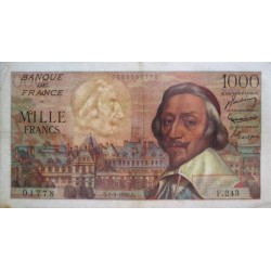 F 42-19 - 01/03/1956 - 1000 francs - Richelieu - Série F.243 - Etat : TTB