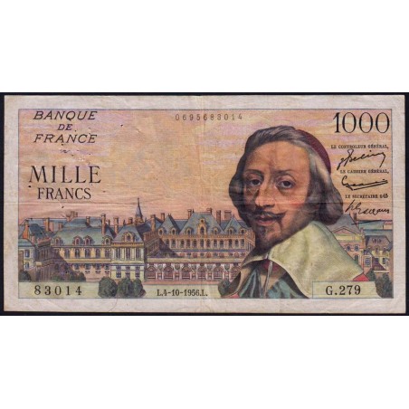 F 42-22 - 04/10/1956 - 1000 francs - Richelieu - Série G.279 - Etat : TB+