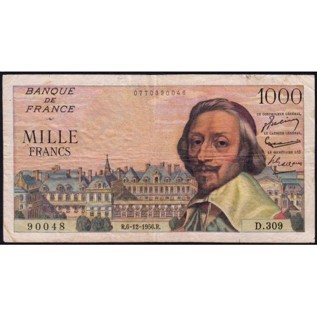 F 42-24 - 06/12/1956 - 1000 francs - Richelieu - Série D.309 - Etat : TB
