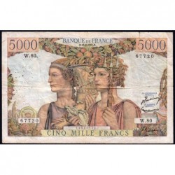 F 48-05 - 16/08/1951 - 5000 francs - Terre et Mer - Série W.80 - Remplacement - Etat : TB+