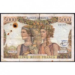 F 48-11 - 01/03/1956 - 5000 francs - Terre et Mer - Série D.147 - Etat : B