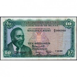 Kenya - Pick 2b - 10 shillings - Série A/9 - 01/07/1967 - Etat : TTB-