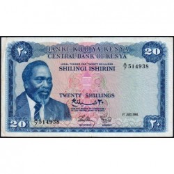 Kenya - Pick 3a - 20 shillings - Série A/7 - 01/07/1966 - Etat : TTB