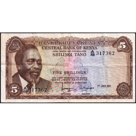 Kenya - Pick 6b - 5 shillings - Série A/48 - 01/07/1971 - Etat : TB+